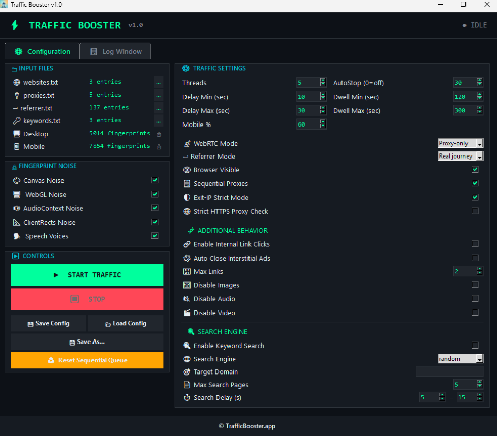 Traffic Booster main interface preview